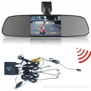 Wireless Rearview Mirror Parking Sensor System With Camera